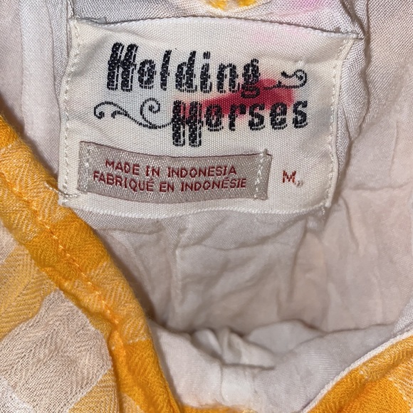 Anthro Holding Horses Cream & Mango Gold Plaid Maxi Dress - Picture 9 of 14